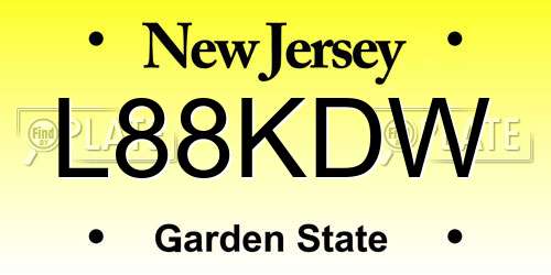 L88KDW New Jersey License Plate