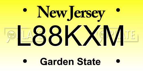 L88KXM New Jersey License Plate