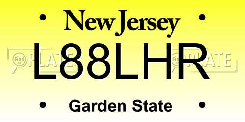 L88LHR New Jersey License Plate