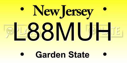 L88MUH New Jersey License Plate
