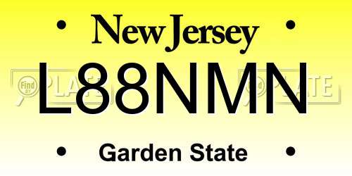 L88NMN New Jersey License Plate