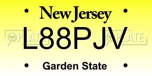 L88PJV New Jersey License Plate