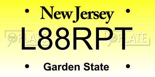 L88RPT New Jersey License Plate