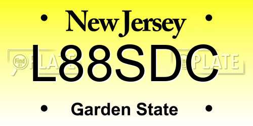 L88SDC New Jersey License Plate