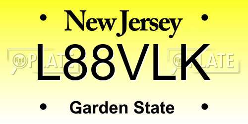 L88VLK New Jersey License Plate
