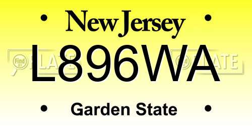L896WA New Jersey License Plate