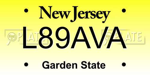 L89AVA New Jersey License Plate
