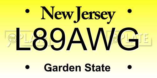 L89AWG New Jersey License Plate