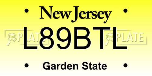 L89BTL New Jersey License Plate