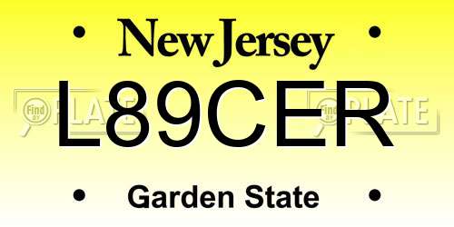 L89CER New Jersey License Plate