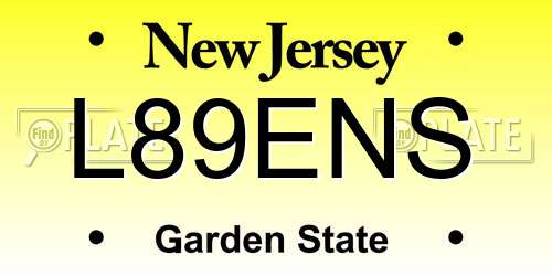 L89ENS New Jersey License Plate