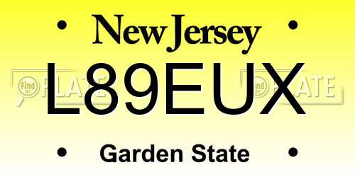 L89EUX New Jersey License Plate
