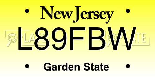 L89FBW New Jersey License Plate