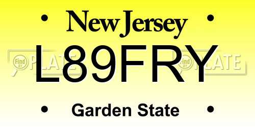 L89FRY New Jersey License Plate