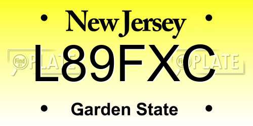 L89FXC New Jersey License Plate