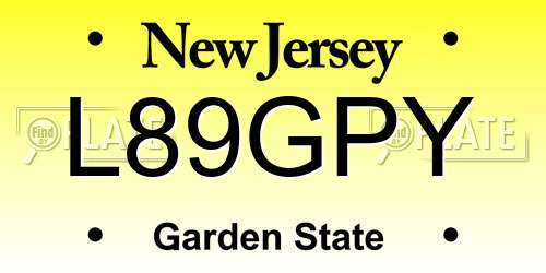 L89GPY New Jersey License Plate