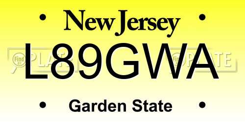 L89GWA New Jersey License Plate