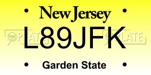L89JFK New Jersey License Plate