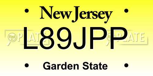 L89JPP New Jersey License Plate