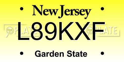 L89KXF New Jersey License Plate