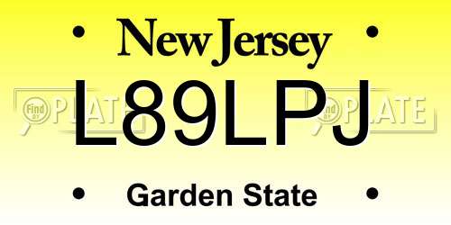 L89LPJ New Jersey License Plate
