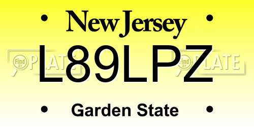 L89LPZ New Jersey License Plate