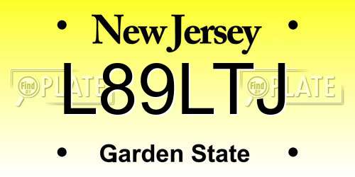 L89LTJ New Jersey License Plate