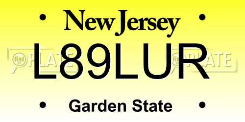 L89LUR New Jersey License Plate