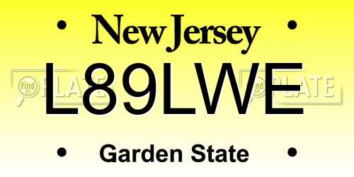 L89LWE New Jersey License Plate