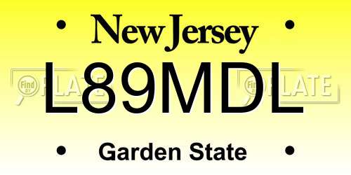 L89MDL New Jersey License Plate