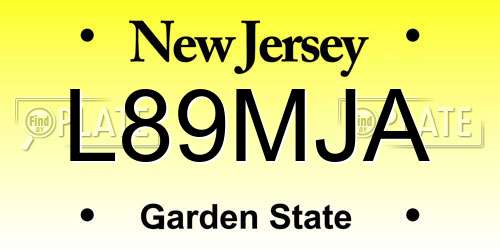 L89MJA New Jersey License Plate