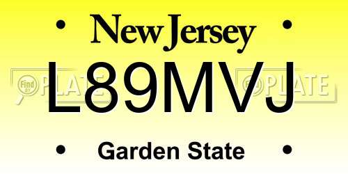 L89MVJ New Jersey License Plate