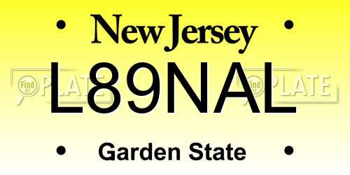 L89NAL New Jersey License Plate