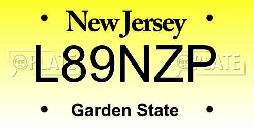 L89NZP New Jersey License Plate