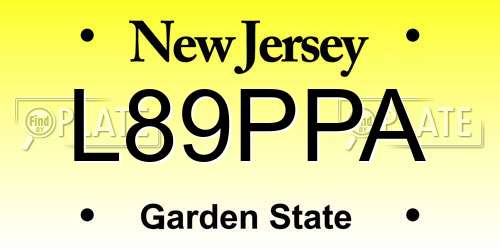 L89PPA New Jersey License Plate