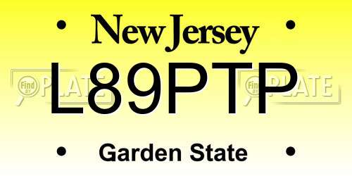 L89PTP New Jersey License Plate