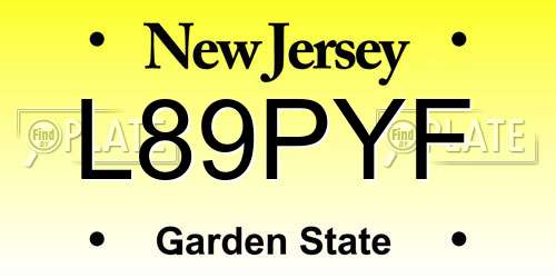 L89PYF New Jersey License Plate