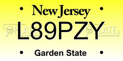 L89PZY New Jersey License Plate