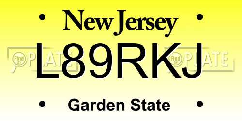 L89RKJ New Jersey License Plate