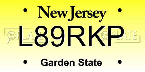 L89RKP New Jersey License Plate