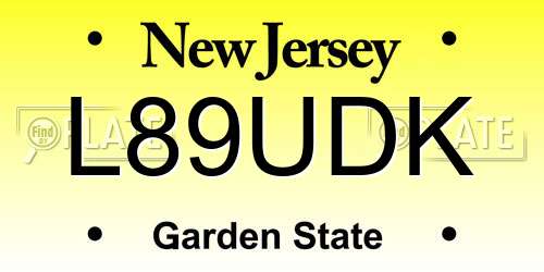 L89UDK New Jersey License Plate