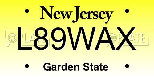 L89WAX New Jersey License Plate