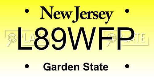 L89WFP New Jersey License Plate