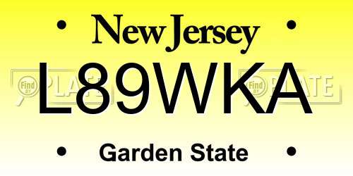 L89WKA New Jersey License Plate