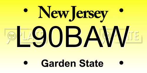 L90BAW New Jersey License Plate