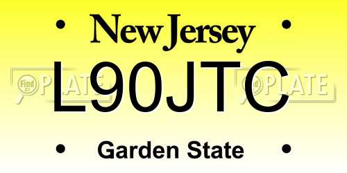L90JTC New Jersey License Plate