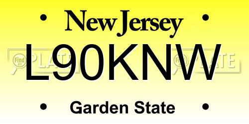 L90KNW New Jersey License Plate