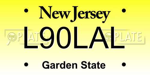 L90LAL New Jersey License Plate