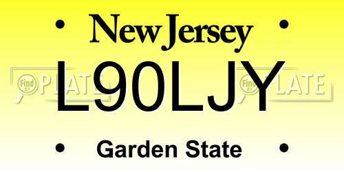 L90LJY New Jersey License Plate