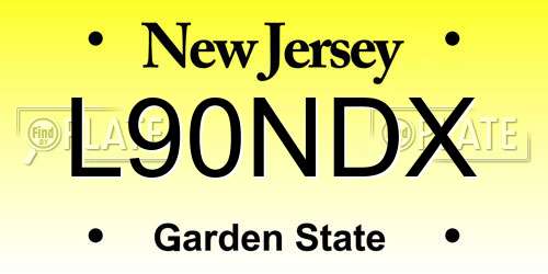 L90NDX New Jersey License Plate